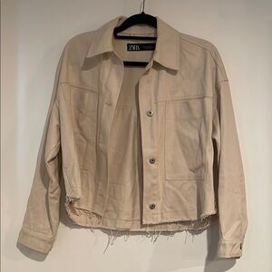 Zara Women's Cream Denim Jacket Sz M